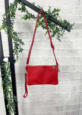 Red Compact Multi Pocket Crossbody Bag