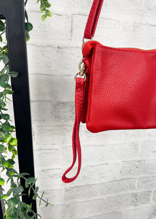 Red Compact Multi Pocket Crossbody Bag