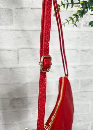 Red Compact Multi Pocket Crossbody Bag