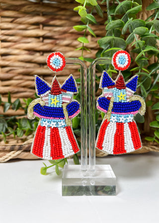 Red, White & BOOM Seed Bead Earrings