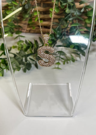 Rhinestone Bubble Initial Necklaces