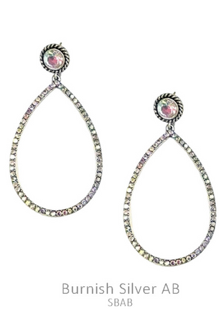 Rhinestone Filled Teardrop Line Post Earring