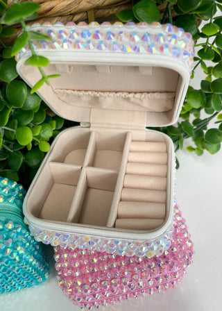 Rhinestone Travel Jewelry Organizer Box