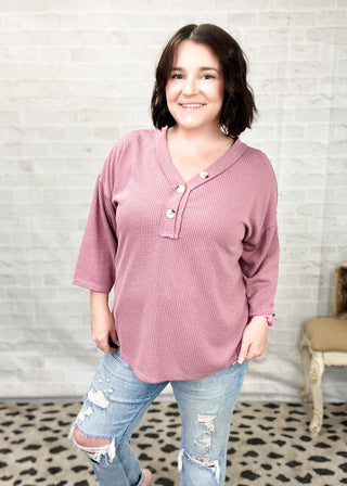 Rose Take Your Place 3/4 Sleeve Thermal Top