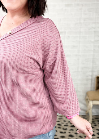 Rose Take Your Place 3/4 Sleeve Thermal Top