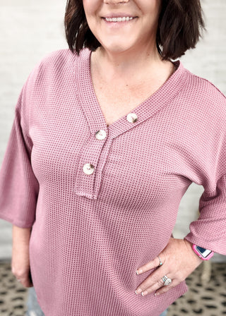 Rose Take Your Place 3/4 Sleeve Thermal Top