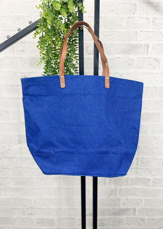 Royal Blue Jute Tote Bag