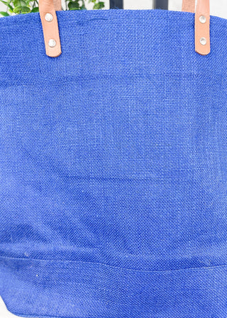 Royal Blue Jute Tote Bag
