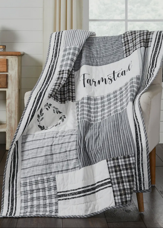 Sawyer Mill Black Stenciled Patchwork Throw