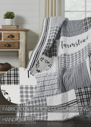 Sawyer Mill Black Stenciled Patchwork Throw
