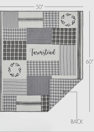 Sawyer Mill Black Stenciled Patchwork Throw