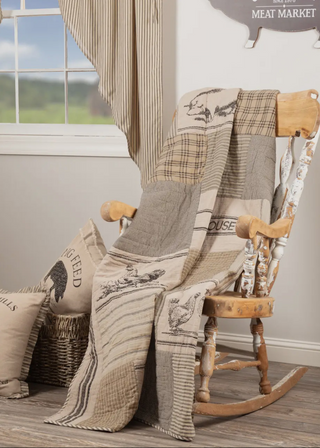 Sawyer Mill Charcoal Farm Animal Quilted Throw