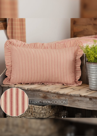 Sawyer Mill Red Ticking Stripe Fabric Pillow