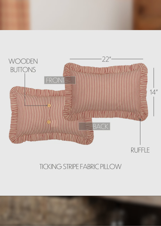 Sawyer Mill Red Ticking Stripe Fabric Pillow