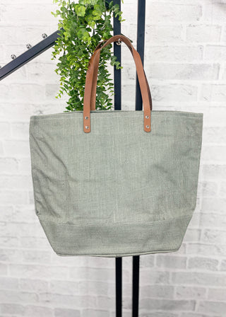 Sea Foam Jute Tote Bag
