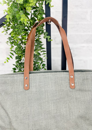 Sea Foam Jute Tote Bag
