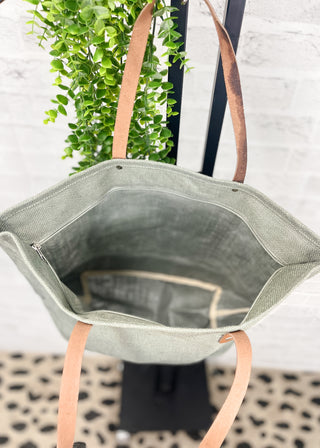 Sea Foam Jute Tote Bag
