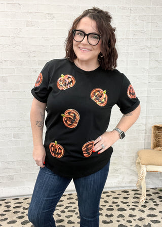 Sequin Pumpkin Face T-Shirt