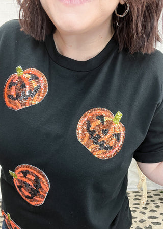 Sequin Pumpkin Face T-Shirt
