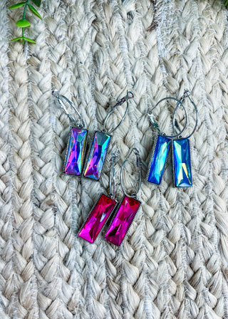Shimmer Prism Rectangle Hoop Earrings