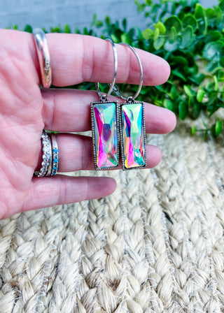 Shimmer Prism Rectangle Hoop Earrings