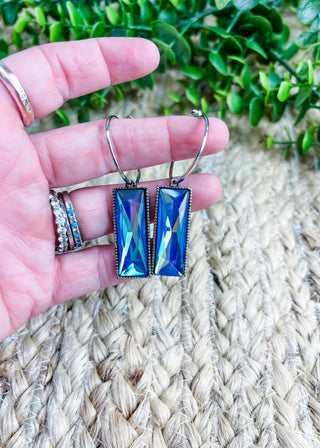 Shimmer Prism Rectangle Hoop Earrings