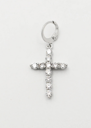 TJ-333 Silver Crystal Cross Charm