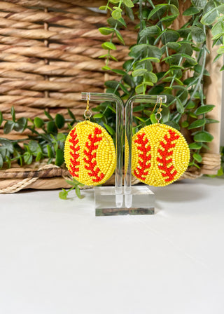 Softball Seed Bead Earrings