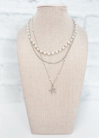 Starfish Pearl Bead Layered Necklace