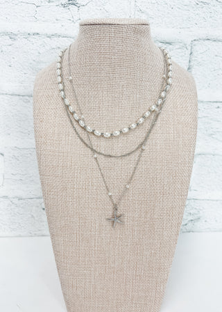 Starfish Pearl Bead Layered Necklace