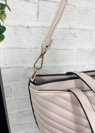 Stone Chevron Quilted Crossbody