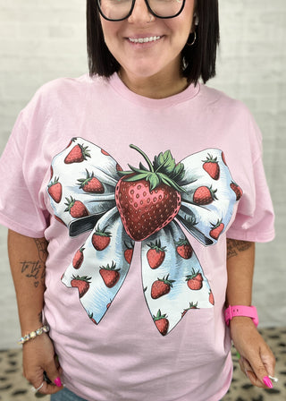 Strawberry Ribbon Graphic T-Shirt