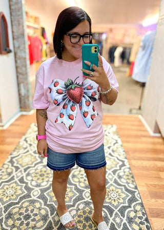 Strawberry Ribbon Graphic T-Shirt