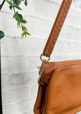 Tan Compact Multi Pocket Crossbody Bag