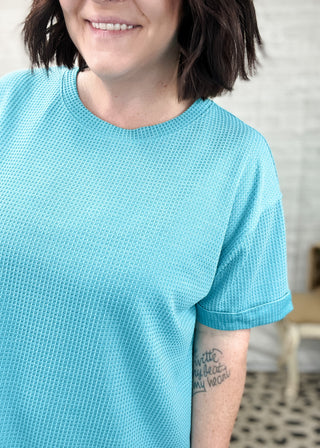 Teal Two-Tone Thermal Dolman Top