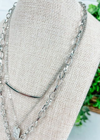 Tripe Layer Metal Heart Pendant Necklace