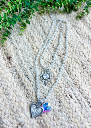 Triple Charm Pearl Necklace