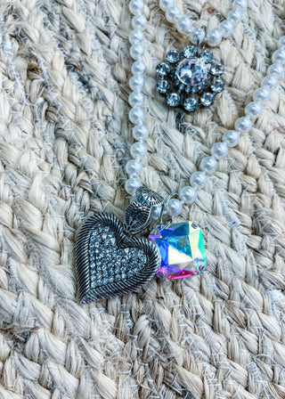 Triple Charm Pearl Necklace