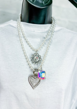 Triple Charm Pearl Necklace