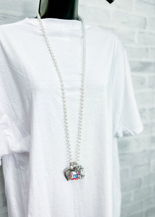 Triple Charm Pearl Necklace
