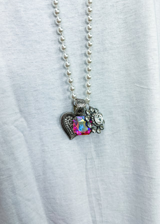 Triple Charm Pearl Necklace
