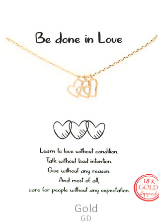 Triple Heart Pendant Dainty Chain Necklace