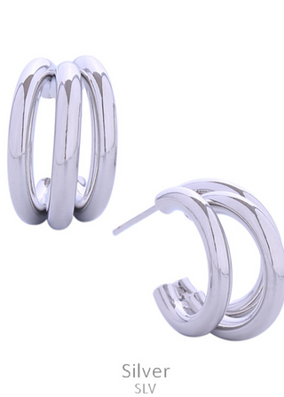 Triple Hoop Post Earring