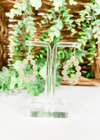 Turquoise Bead Teardrop Dangle Earrings