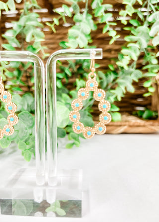 Turquoise Bead Teardrop Dangle Earrings