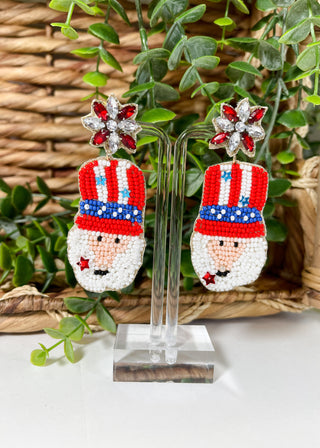 Uncle Sam Seed Bead Earrings