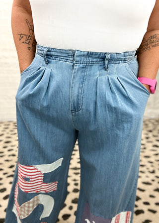 Vintage Washed USA Patch Chambray Pants