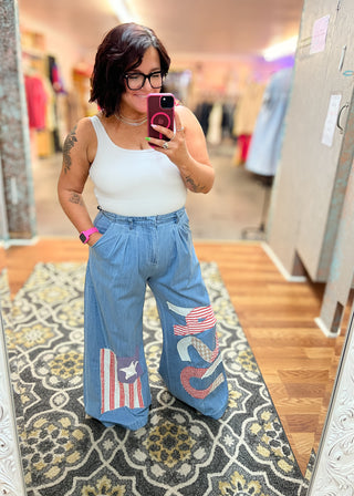Vintage Washed USA Patch Chambray Pants