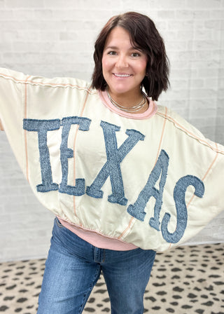 Washed Denim Texas Patchwork Top