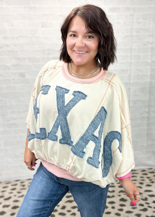 Washed Denim Texas Patchwork Top
